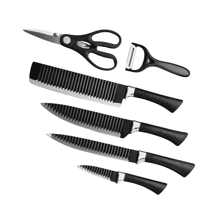 Conjunto Profissional de Facas Inox 6 em 1 – Corte com Precisão, Estilo e Segurança