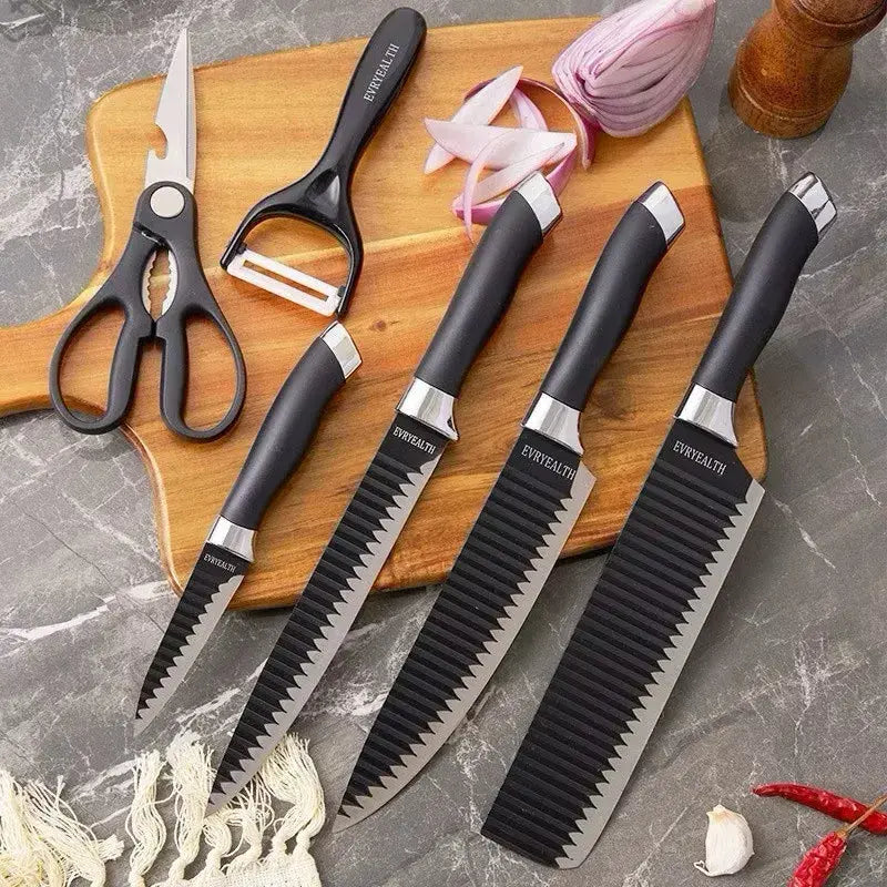 Conjunto Profissional de Facas Inox 6 em 1 – Corte com Precisão, Estilo e Segurança