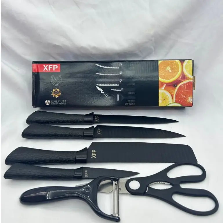 Conjunto Profissional de Facas Inox 6 em 1 – Corte com Precisão, Estilo e Segurança
