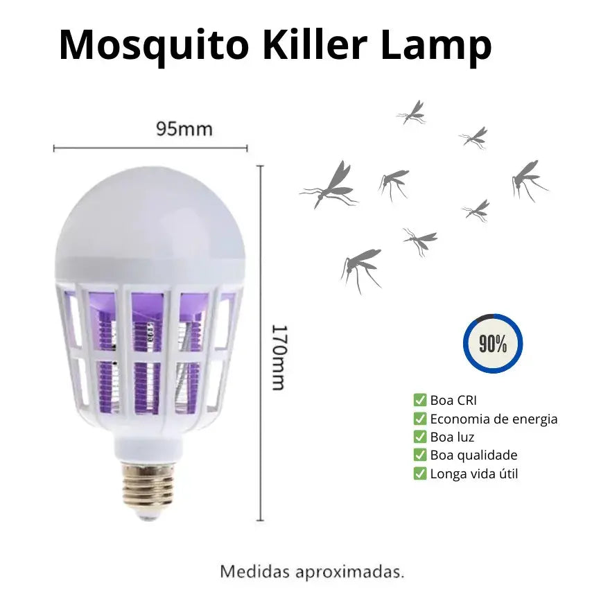 Lâmpada LED Mata-Mosquito 2 em 1 com Luz Ultravioleta e Bocal E27