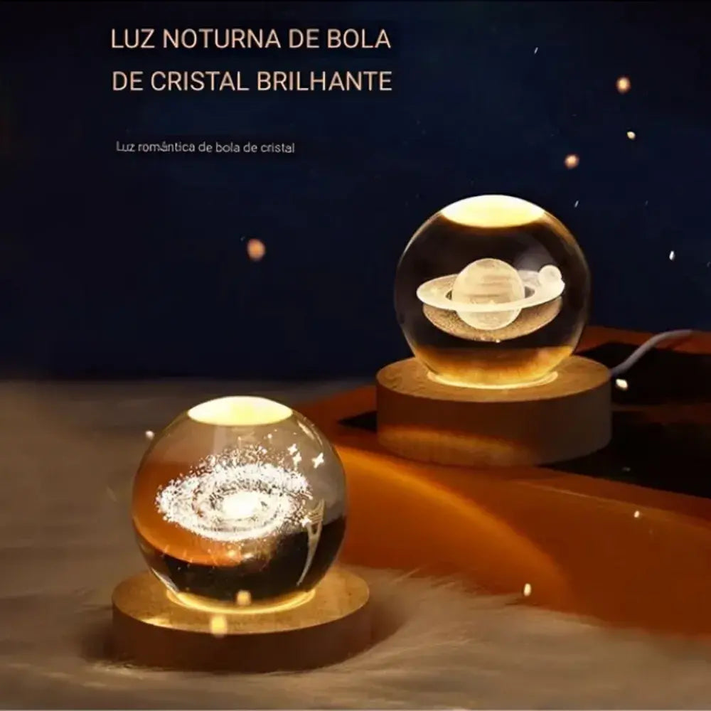 Luminária Cristal Sistema Solar 3D - O Universo Dentro da Sua Casa