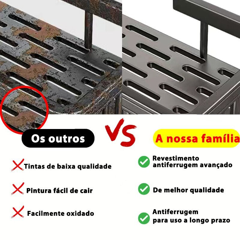 KIT Suporte De Shampoo Organizador Alta qualidade Prateleiras De Banheiro Sem Furo Premium-Space Aluminium ES