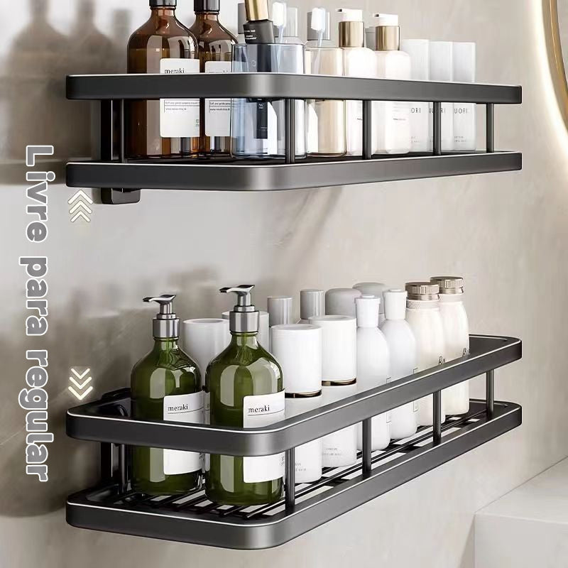 KIT Suporte De Shampoo Organizador Alta qualidade Prateleiras De Banheiro Sem Furo Premium-Space Aluminium ES