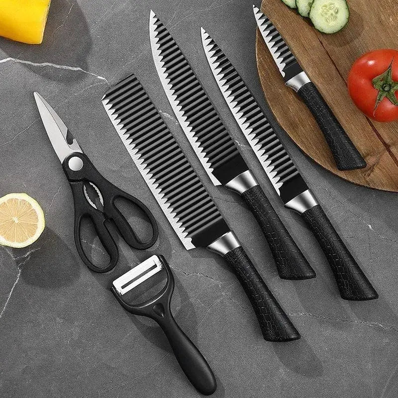 Conjunto Profissional de Facas Inox 6 em 1 – Corte com Precisão, Estilo e Segurança