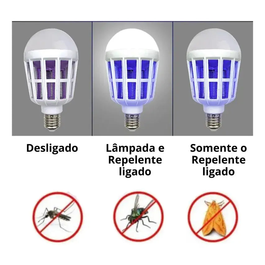 Lâmpada LED Mata-Mosquito 2 em 1 com Luz Ultravioleta e Bocal E27
