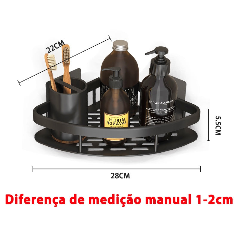 KIT Suporte De Shampoo Organizador Alta qualidade Prateleiras De Banheiro Sem Furo Premium-Space Aluminium ES
